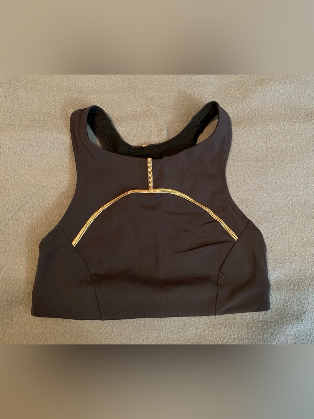 Lululemon Tough Train High Neck Bra, Black Orange Soda 10 - Picture 3 of 7